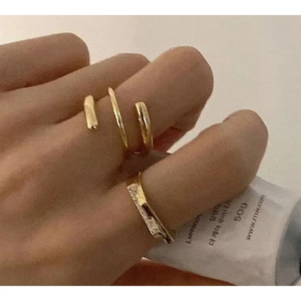 NEW Coil Ring Adjustable Wrap Gold Plated Sterling Silver Minimalist‎ Jewelry